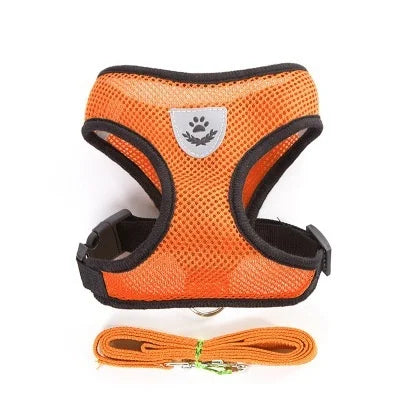 Breathable Mesh Pet Harness with Leash – Reflective, Adjustable Vest for Small Dogs & Cats