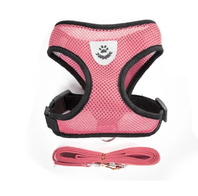 Breathable Mesh Pet Harness with Leash – Reflective, Adjustable Vest for Small Dogs & Cats