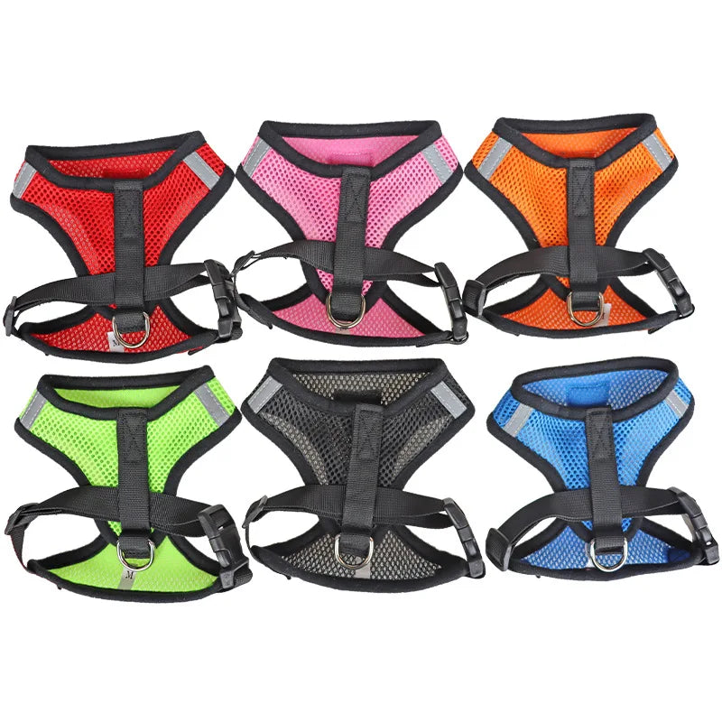 Breathable Mesh Pet Harness with Leash – Reflective, Adjustable Vest for Small Dogs & Cats